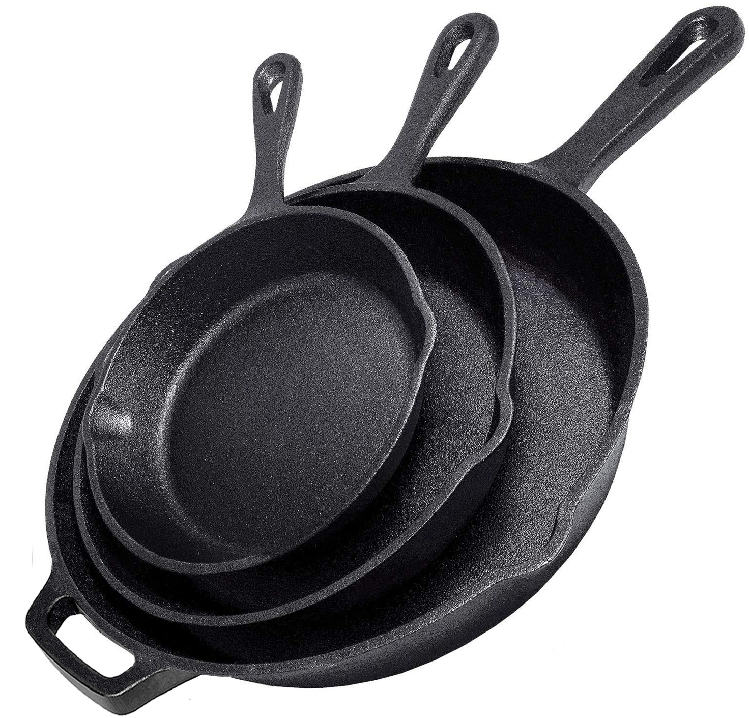 Simple Chef Cast Iron Skillet Set - 12", 10", 8"