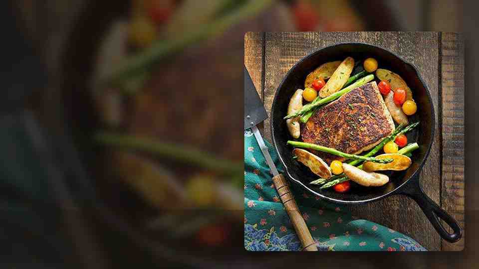 Cast iron skillet meal cooked in Simple Chef cookware